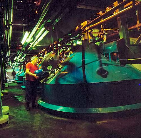 Adding caramel to the wort boiler   Tetley Walker Brewery Warrington   England