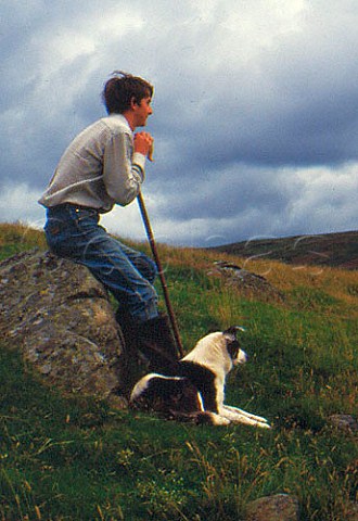 Shepherd with Border Collie Scotland