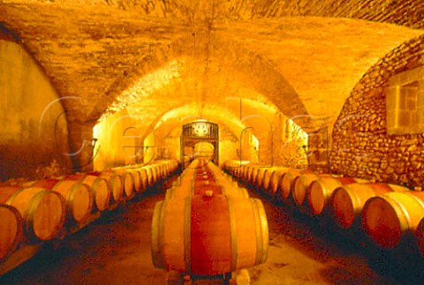 Oak barriques in the cellars of   Chteau la Nerthe Chteauneuf du Pape   Vaucluse France