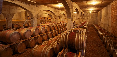 Barriques in the red wine cellar of Thelema Mountain Vineyards Stellenbosch South Africa