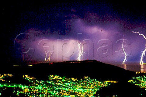 Lightning over Cape Town and Table Bay   South Africa