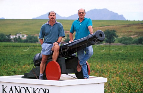 Kanonkop Estate  winemaker Beyers   Truter left and coowner Johan Krige   Stellenbosch South Africa