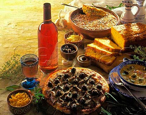 Pissaladiere other Provencal cuisine and Rose Wine  Provence France