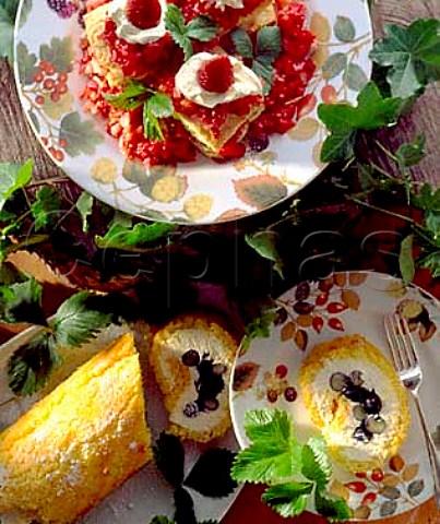 Strawberry shortcake with lemon and blueberry   roulade