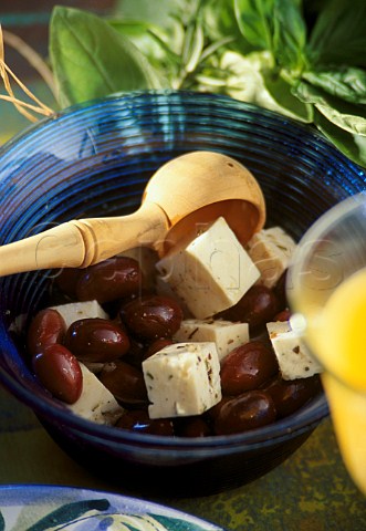 Greece Feta cheese olives and herbs