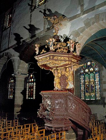 Pulpit of the church at St Thgonnec part of the   Parish Close  Finistre France  Brittany