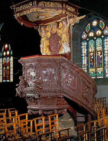 Pulpit of the church at St Thgonnec part of the   Parish Close  Finistre France  Brittany