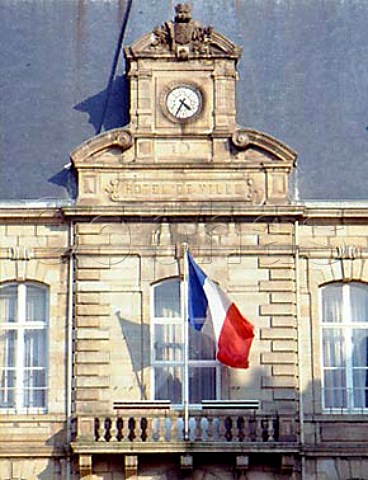 Tricolore flying outside Hotel De Ville at St   Brieuc CtesdArmor France Brittany