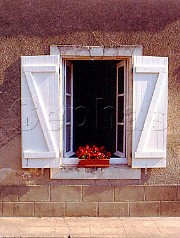 Window box and shutters Sarthe France    Pay de la Loire