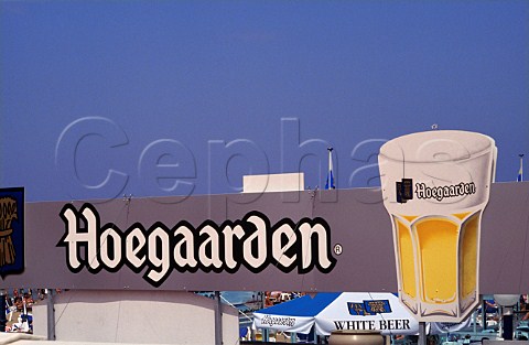 Belgium A beach bar advert for   Hoegaarden a Witbier or White Beer