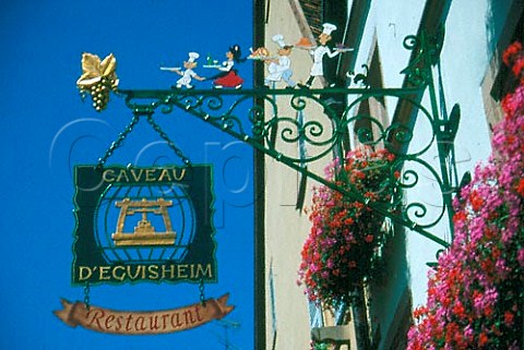 Typical wroughtiron sign of a   restaurant in Eguisheim HautRhin   France   Alsace