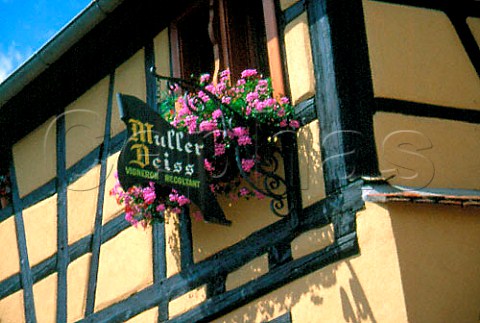 Wroughtiron sign of Cave Muller Deiss   Bergheim HautRhin France  Alsace