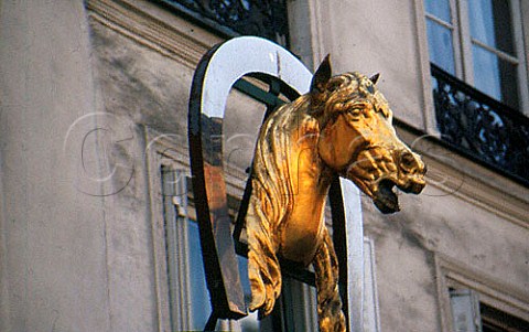 Trade sign above one of the citys many   horse meat butchers  Paris France