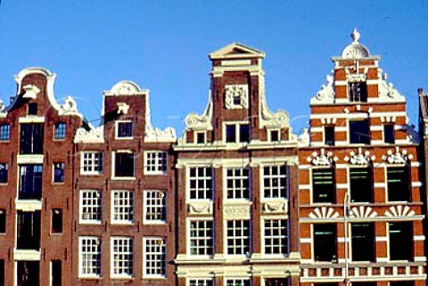 Gabled roofs of the Oud Turfmarkt   Amsterdam Holland