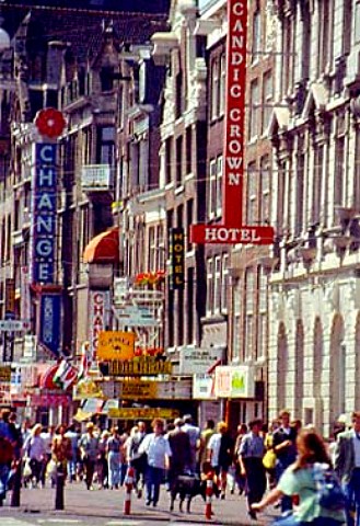 View along the Damrak Amsterdam   Netherlands