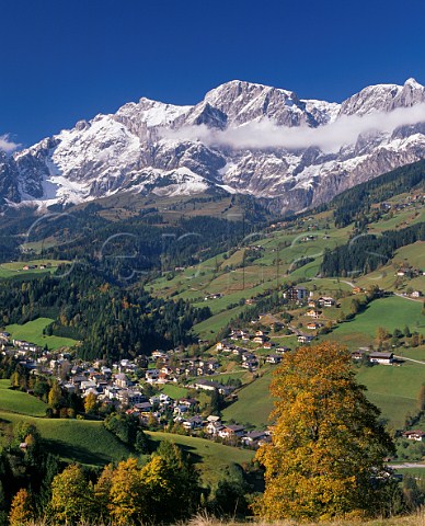 Mhlbach am Hochknig village with Hochknig mountain beyond Salzburgerland Austria  