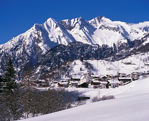 Prgraten am Grossvenediger village in the Virgental Valley with the Grossvenediger mountain beyond Tyrol Austria