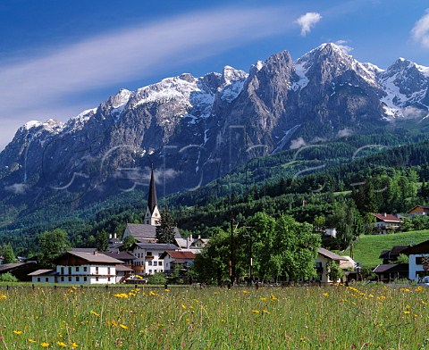 Village of Pfarrwerfen below the Tennengebirge Salzburgerland Austria