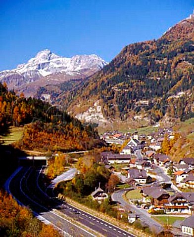 Tauern highway entering tunnel alongside Zederhaus   village Salzburg country Austria