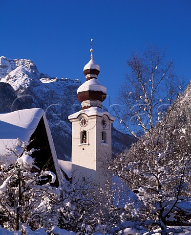 Snow covered church at Lofer Salzburgerland Austria