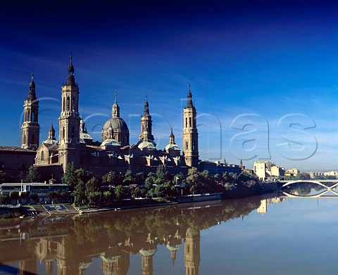 Cathedral of Nuestra Senora del Pilar by the River Ebro Zaragoza Aragn Spain   