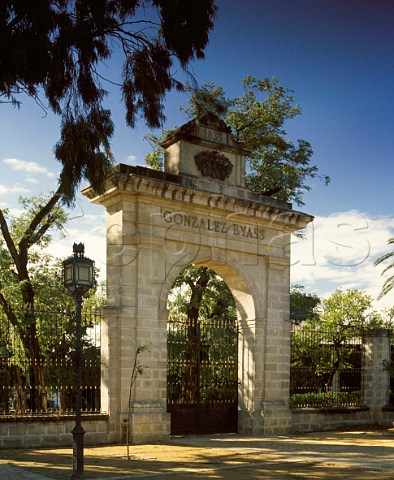 Archway in the wall around the bodegas of Gonzalez  Byass Jerez Andaluca Spain  Sherry