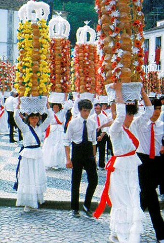 Festival of the Trays of Bread harvest  festival Tomar Portugal