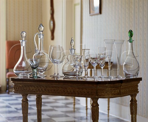 Wine decanters and glasses