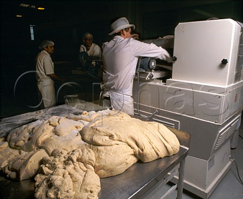 Freshly mixed dough at La Fornaias bakery in   London This is the British branch of Il Fornaio a   bakery in Milan specializing in home made bread   which has branches worldwide
