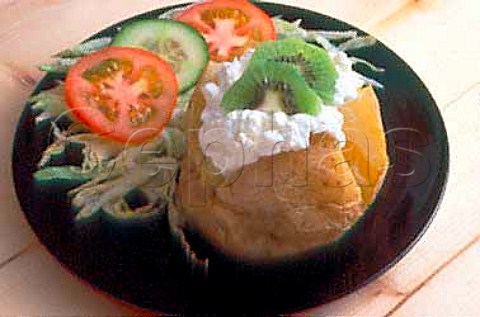 Jacket potato with cottage cheese and side salad