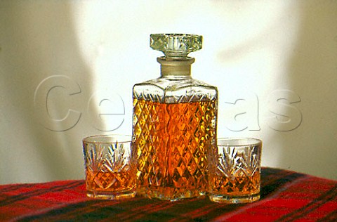 Whisky decanter and two glasses