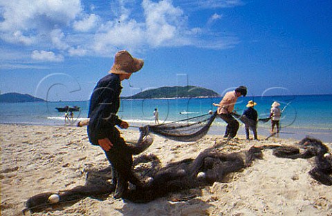 Fishermen at Yalong Bay Hainan Island   China