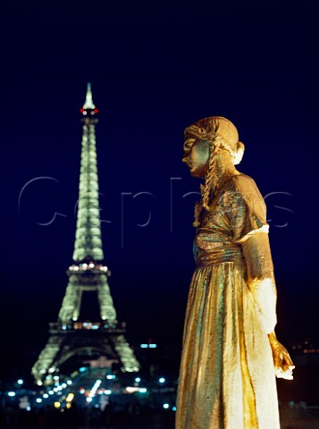 Eiffel Tower at night Paris France