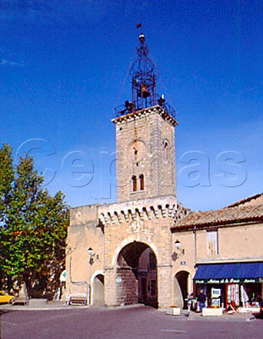 Town gate and belfry of Le Thor Vaucluse France     Provence