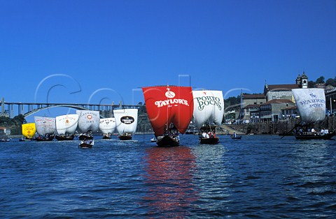 The annual boat race on the Douro at   Oporto Portugal