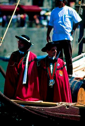 2 confreria during the annual boat race   on the Douro at Oporto Portugal