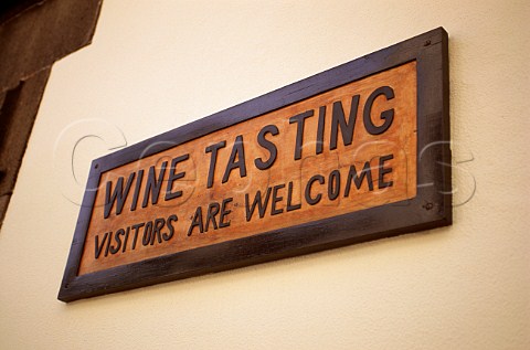 Wine tasting sign at entrance to Madeira Wine Company Funchal Madeira