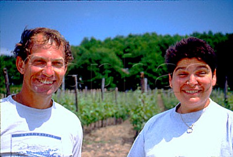 Brigitte and Gilbert CluselRoch in   their vineyard on the Cte Rtie Domaine   CluselRoch Ampuis Rhne France