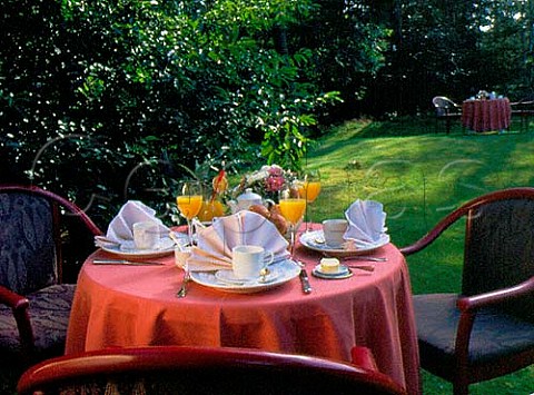 Summer tables in restaurant garden