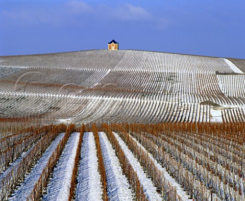 Building of Mot  Chandon in snowcovered vineyard   near to their Chteau de Saran Cramant Marne   France  Champagne  Cte des Blancs
