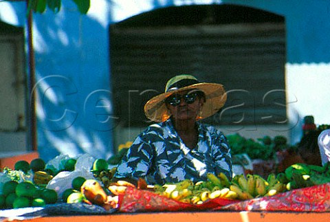 Fruit seller in Victoria Market Seychelles
