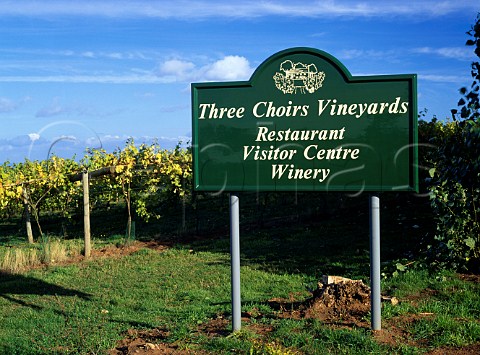Three Choirs Vineyards sign Newent Gloucestershire