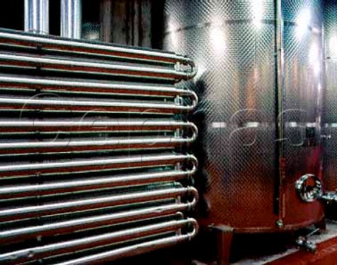 Stainless steel refrigeration equipment in the  winery of Cantine MezzaCorona  Mezzocorona Trentino Italy