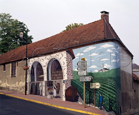 Mural on building at Avize Marne France    Cte des Blancs  Champagne