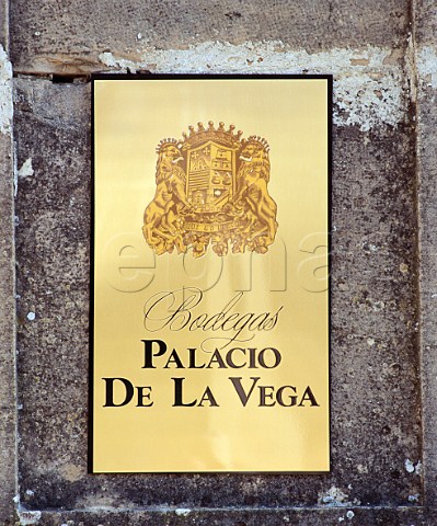 Sign at entrance to Bodegas Palacio de la Vega   Discatillo near Estella Navarra Spain