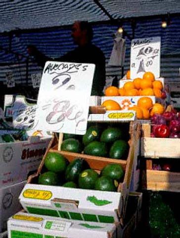 Avocados oranges and plums for sale   Brooklands Sunday market Weybridge Surrey