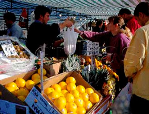 Fruit and vegetable stall   Brooklands Sunday market Weybridge Surrey