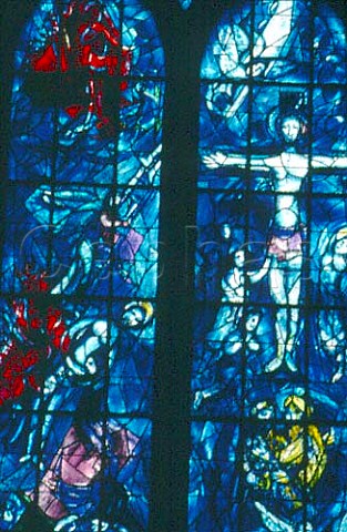 Stained glass windows of the Axial Chapel designed by Marc Chagall and made by   local craftsman  Reims Cathedral Marne France  