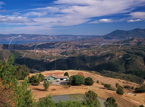 View from Highway 175 in Mayacamas Mountains over Big Valley and Clear Lake to High Valley Ridge Lake Co California   Clear Lake AVA