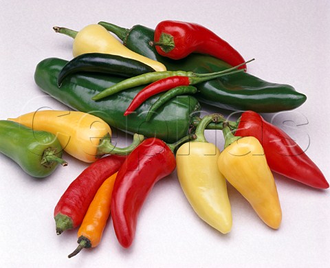 Assorted chillies  Red Green Caribe Anaheim   BirdEye Cayenne